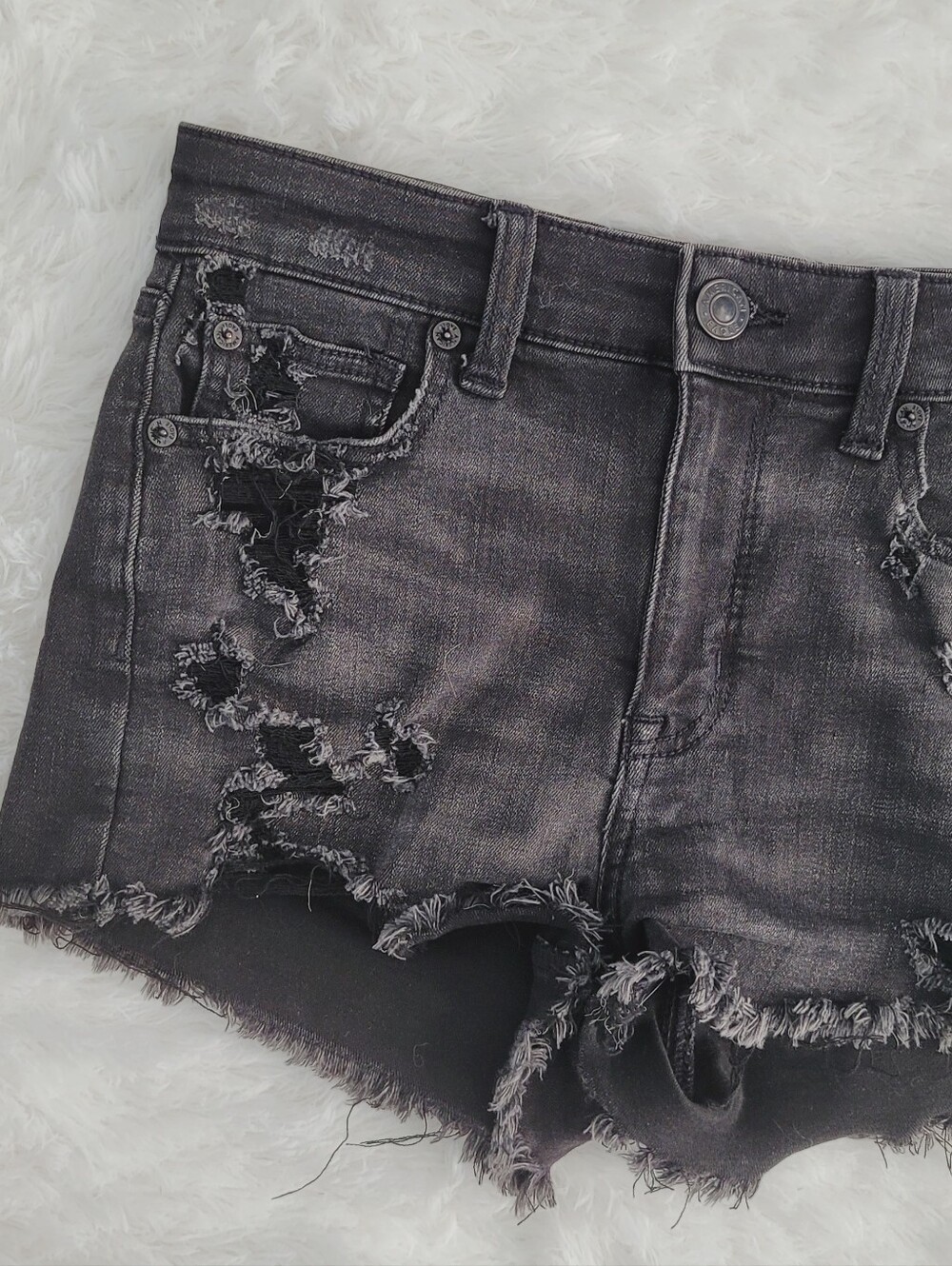 Distressed Black Jean Shorts | Size 4 | American Eagle Outfitters - Picture 2 of 6